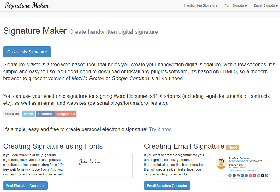 Chữ ký email là gì? Giao diện website Signature Maker